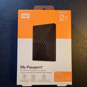 WD 2TB My Passport, Portable External Hard Drive, Black NIB
